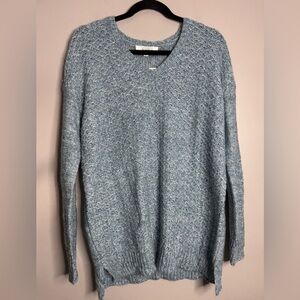 NWT Ellen Tracy Blue V-neck Chunky Knit Long Sleeve Sweater Women's Size M